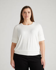 Aimee Liquid Jersey Rib Hem Tee - White