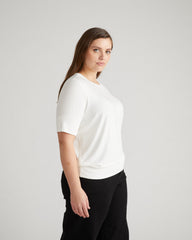 Aimee Liquid Jersey Rib Hem Tee - White