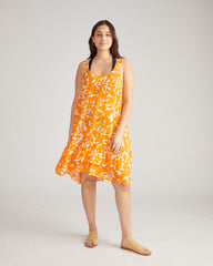 Elodie Voile Dress - Petal Palette Print in Arancia