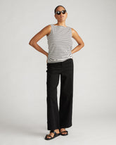 Noyack Breton Stripe Boatneck Tank - Ecru/Black Stripe