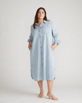 Odeon Stretch Cotton Chambray Shirtdress - Heritage Blue