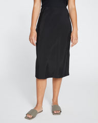Cooling Stretch Cupro Bias Skirt - Black