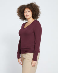 Foundation Long Sleeve V-Neck Tee - Black Cherry