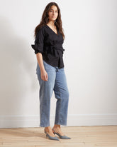Ella High Rise Straight Leg Jeans - Distressed Washed Indigo