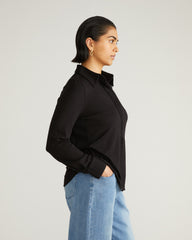 Elbe Popover Liquid Jersey Shirt Classic Fit - Black