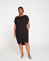 Helen Liquid Jersey Shift Dress - Black