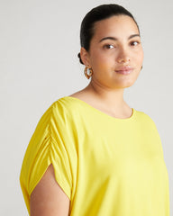Helena Divine Jersey Gathered Tee - Yellow