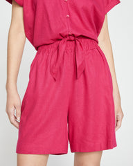 Juniper Linen Easy Pull-On Shorts - Cerise