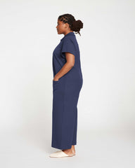 Kate Stretch Cotton Twill Jumpsuit - Navy