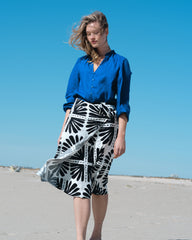 Villa Linen Wrap Culottes - Ink Bloom Print