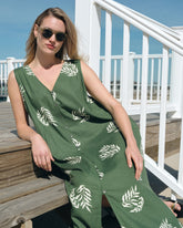 Islet Button-Down Linen Maxi Dress - Beachgrass Print in Green