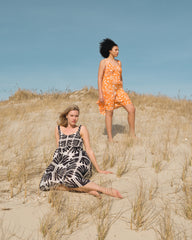 Elodie Voile Dress - Petal Palette Print in Arancia