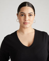 Light-As-Air Long Sleeve V Neck Tee - Black