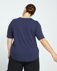 Lily Liquid Jersey Crew Neck Stovepipe Tee - Midnight