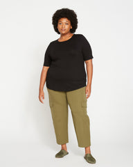 Lily Liquid Jersey Crew Neck Stovepipe Tee - Black