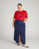 Lily Liquid Jersey Crew Neck Stovepipe Tee - New York Red