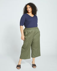 Lily Liquid Jersey V-Neck Stovepipe Tee - Midnight