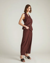 Lou Barrel Leg Linen Pants - Brulee