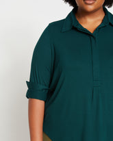 Elbe Popover Liquid Jersey Shirt Classic Fit - Forest Green