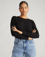 Joan Liquid Jersey Long Sleeve Top - Black