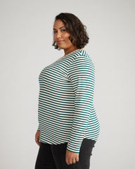 Long Sleeve Tee Rex - Bone/Botanic Stripe