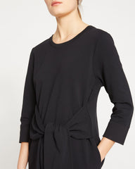 Misa Tie Sweatshirt Dress - Black
