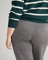 Long Cigarette Ponte Pants - Herringbone Tweed