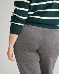 Long Cigarette Ponte Pants - Herringbone Tweed