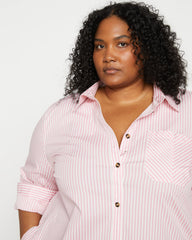 Odeon Stretch Poplin Shirtdress - Pink/White Stripe