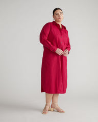 Odeon Stretch Poplin Shirtdress - Cerise