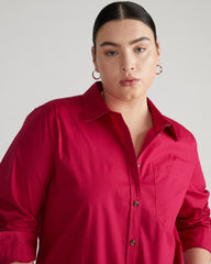 Odeon Stretch Poplin Shirtdress - Cerise
