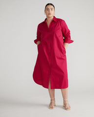 Odeon Stretch Poplin Shirtdress - Cerise
