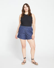Capri Chambray Shorts - Dark Indigo