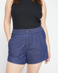 Capri Chambray Shorts - Dark Indigo