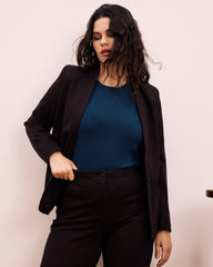 Lennox Collarless Ponte Blazer - Espresso