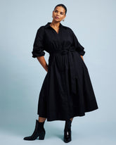 Yuli Stretch Poplin Shirtdress - Black