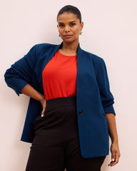 Lennox Collarless Ponte Blazer - Deep Teal
