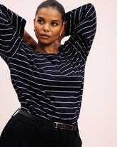 Montauk Breton Stripe Bell Sleeve Top - Navy Pinstripe