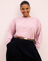 Long Sleeve Relaxed Tee - Pale Mauve