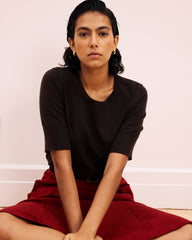 Savvy Fine Knit Sweater Top - Espresso