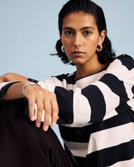 Montauk Breton Stripe Bell Sleeve Top - Ecru/Black Rugby Stripe