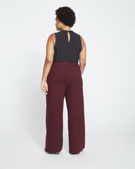 Stephanie Wide Leg Ponte Pants - Black Cherry
