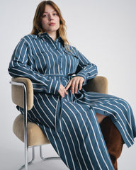 Cooling Stretch Cupro Savannah Dress - Ensign Blue/White Stripe