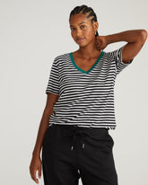 V Rex - Black/White Stripe with Aventurine Trim