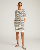 Misa Tie Sweatshirt Dress - Ecru/Black Stripe