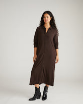 Sally Liquid Jersey Shirt Dress - Espresso