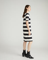 Belle Breton Stripe Jersey Dress - Ecru/Black Rugby Stripe
