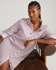 Odeon Stretch Poplin Shirtdress - Lilac Multi Stripe
