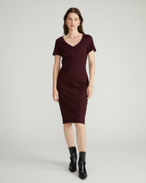 Executive V Neck Ponte Dress - Black Cherry