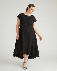 Sunset Cotton Eyelet Flounce Dress - Black